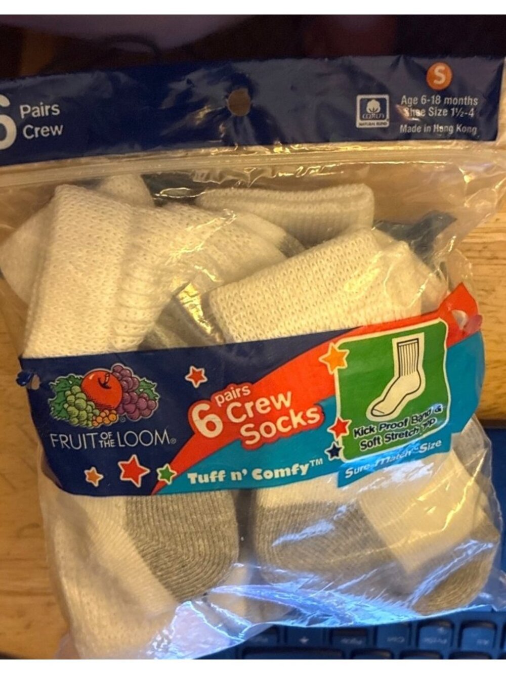 Fruit Of The Loom Baby Unisex Crew Socks 6 Pairs Tuff N Comfy Small White Gray